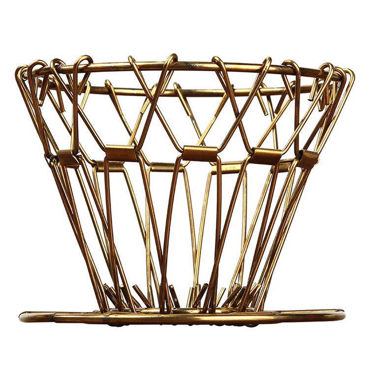 Folding pour over basket & filters gold